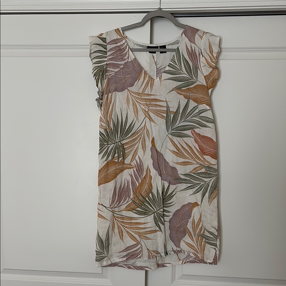 Tahari Linen Dress with Leaf Print
